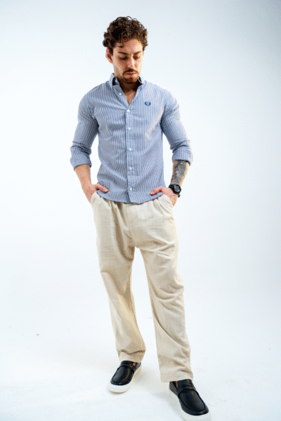 Camisa a Rayas Azul Marino