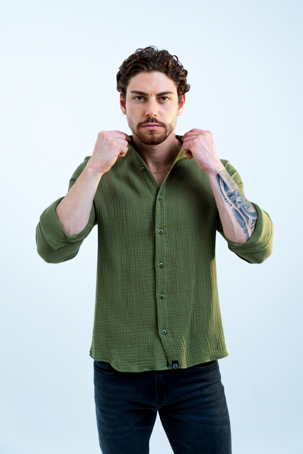 Camisa Baby Cotton Verde (Cuello MAO)