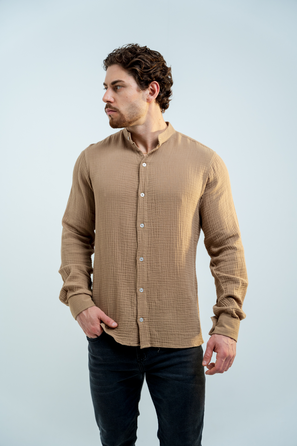 Camisa Baby Cotton Beige (Cuello MAO)