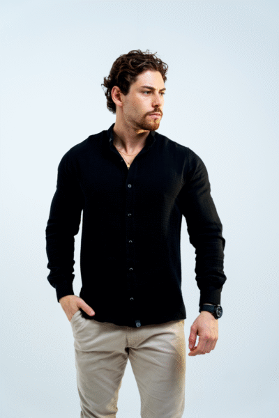 Camisa Baby Cottoon Negra (Cuello MAO)