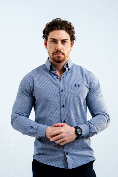 Camisa a Cuadritos Azul Marino