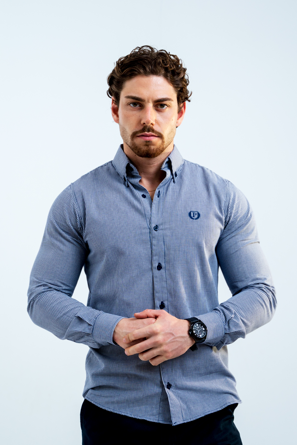 Camisa a Cuadritos Azul Marino