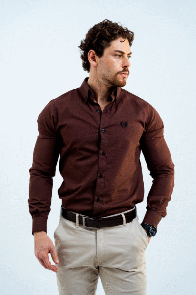 Camisa a Cuadritos Marrón