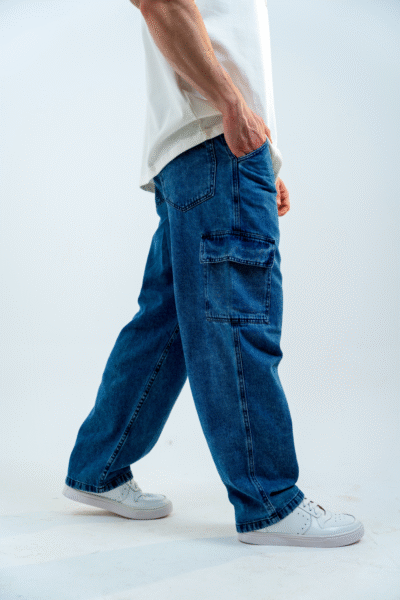 Jeans Baggy Cargo Azul